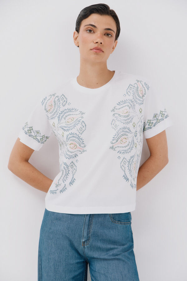 Cortefiel Printed t-shirt White
