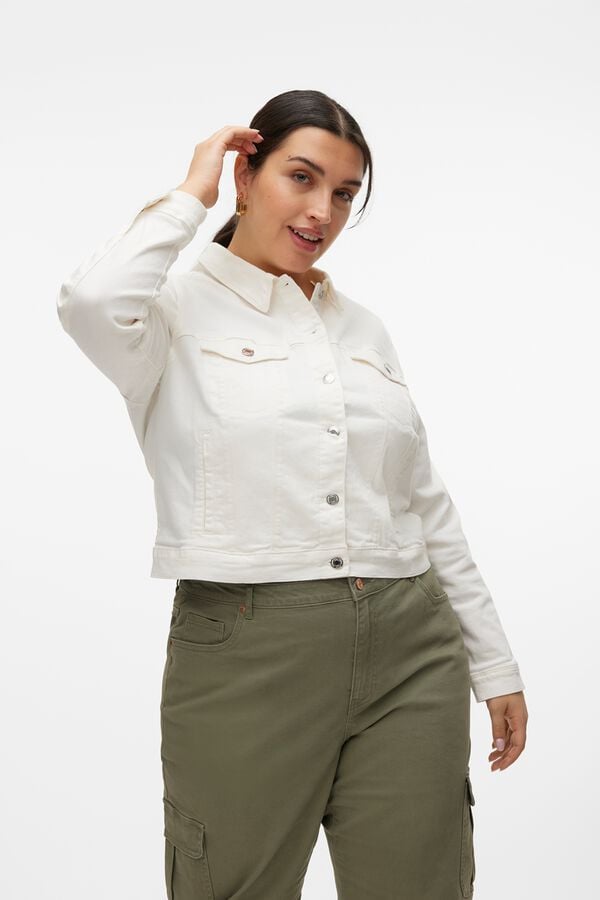 Vero Moda Curve Casaco denim tamanho grande Branco