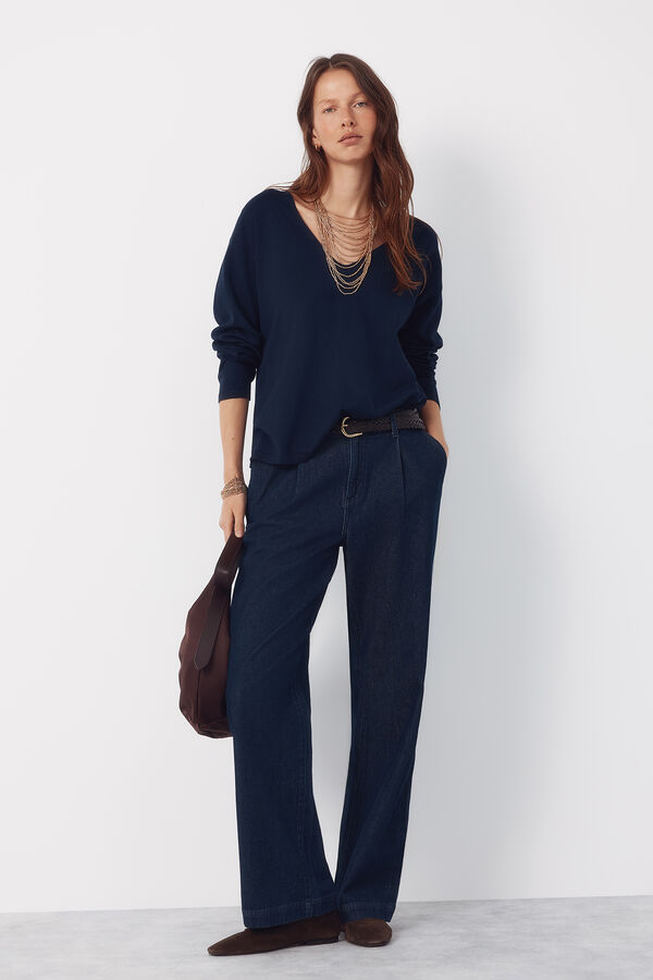 Cortefiel V-neck jumper Navy