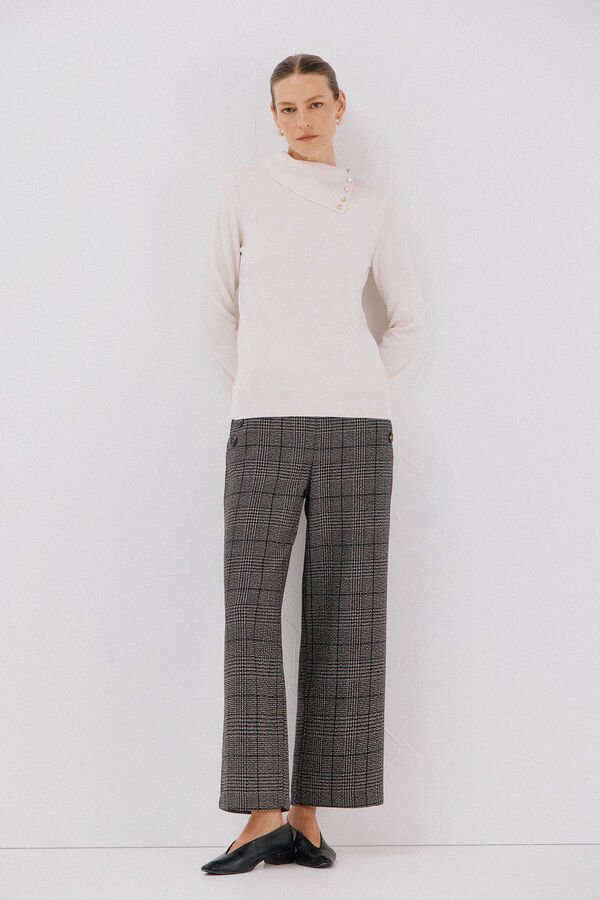 Cortefiel Button neck jumper Ivory