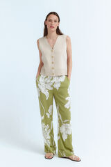 Vila Calças largas com estampado floral Verde