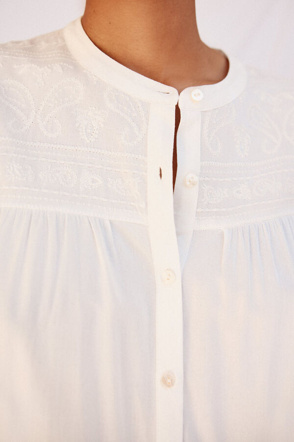 Cortefiel Blouse with embroidered detail White