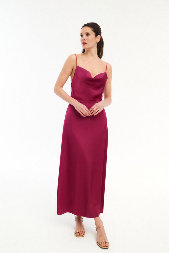 Vestido midi satinado de fiesta