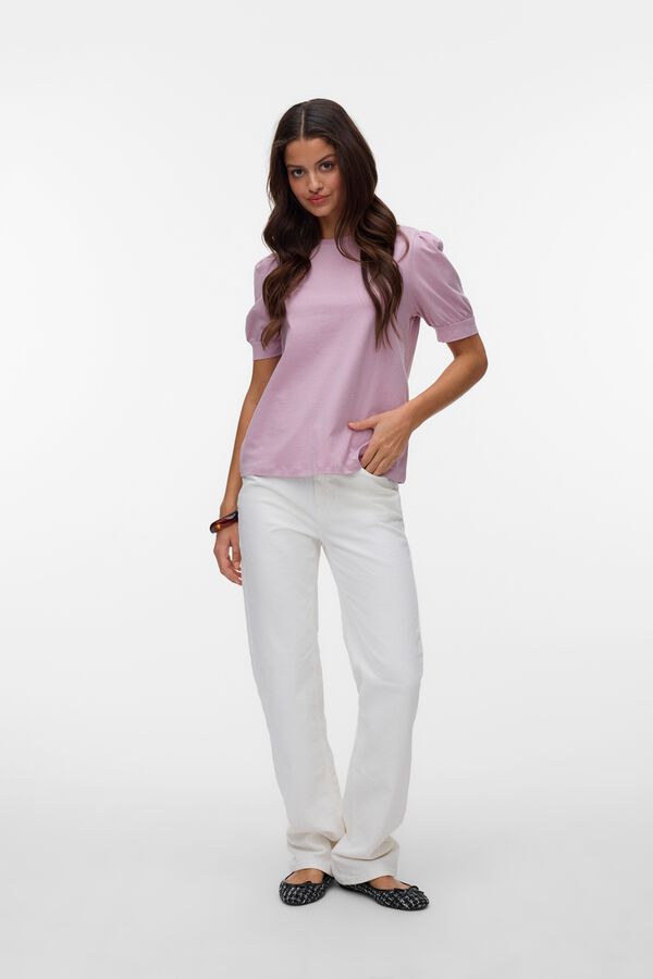 Vero Moda T-shirt de mulher justa de manga curta Roxo