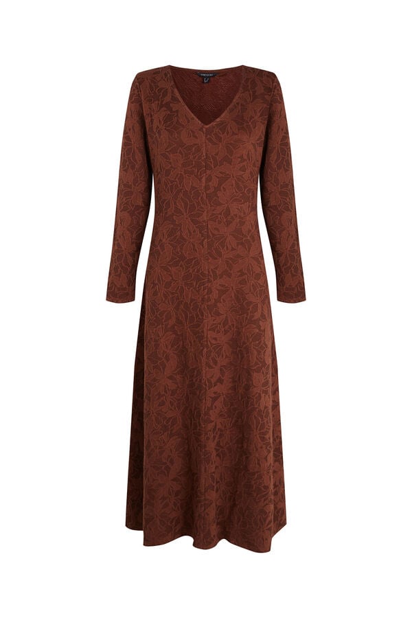 Cortefiel Jacquard dress Dark brown
