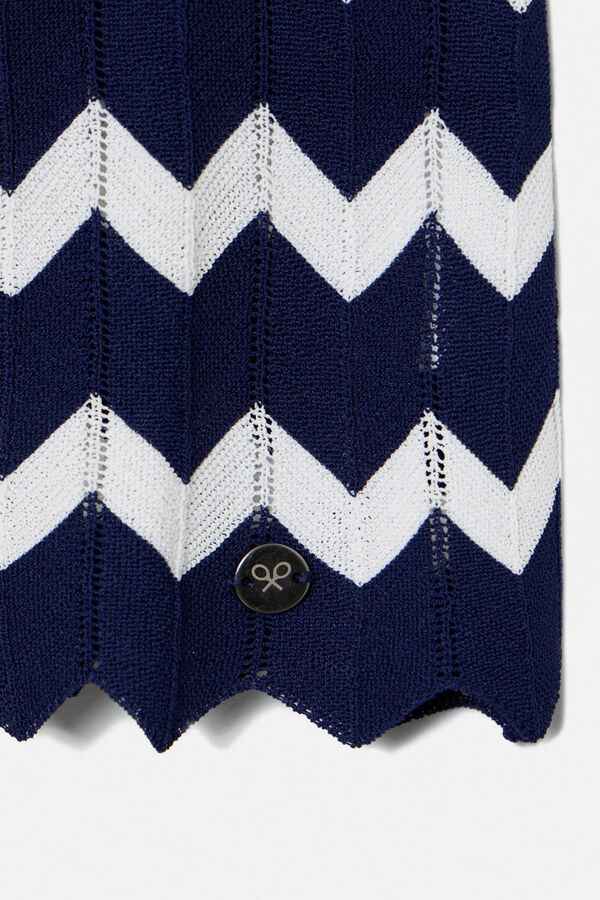 Cortefiel Herringbone knit top Printed blue
