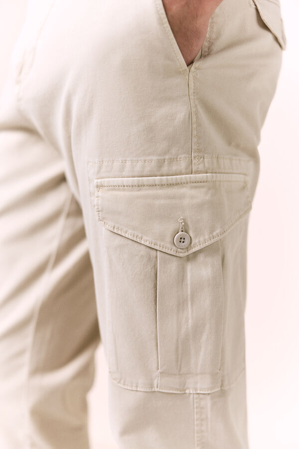 OOTO Slim fit cargo trousers Beige