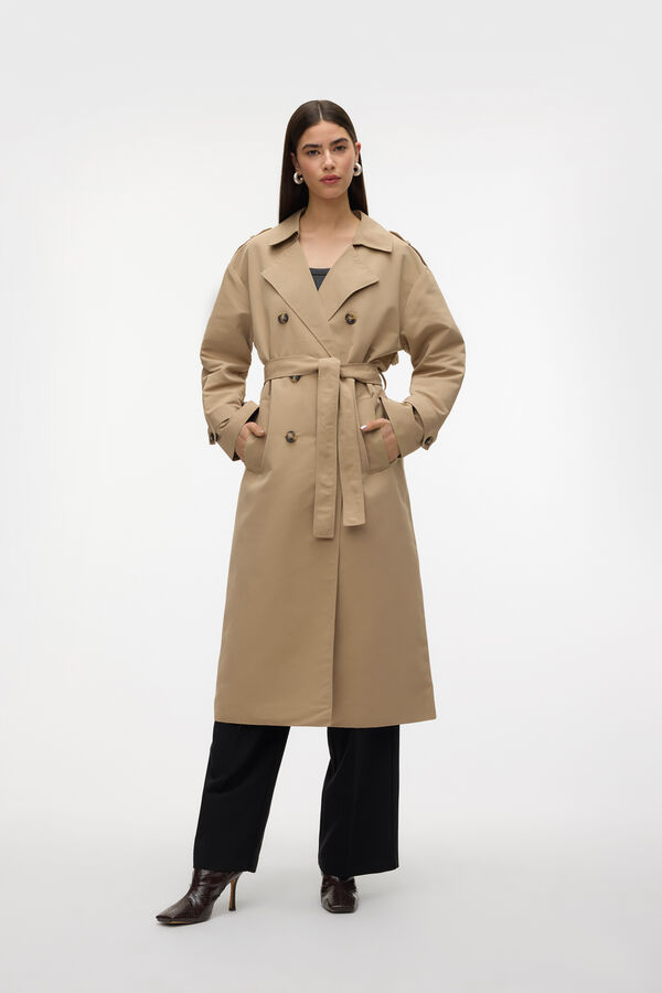 Vero Moda Gabardina longo básico Castanho