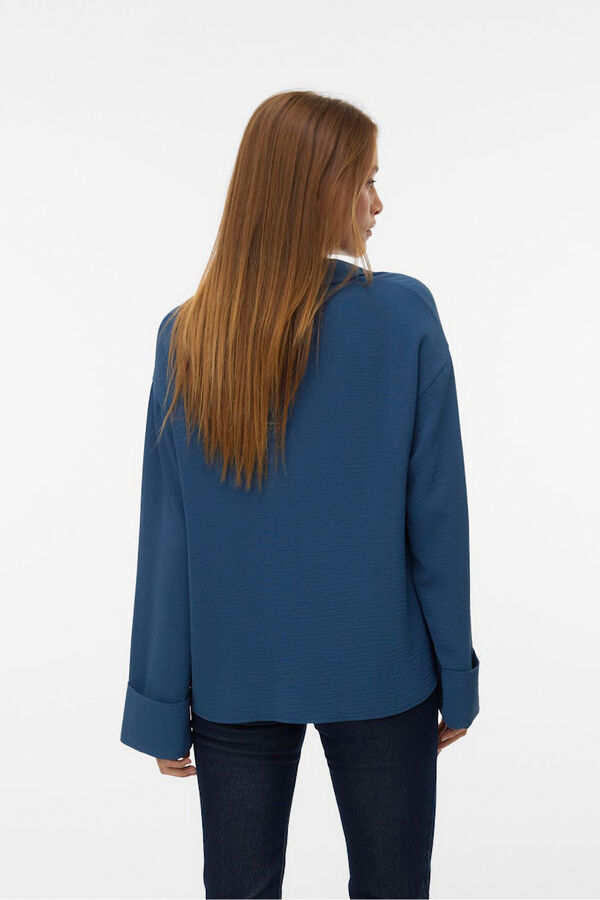 Vero Moda Camisa de manga comprida com botões dourados Azul