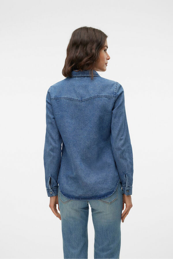 Vero Moda Camisa denim com bolsos no peito Azul