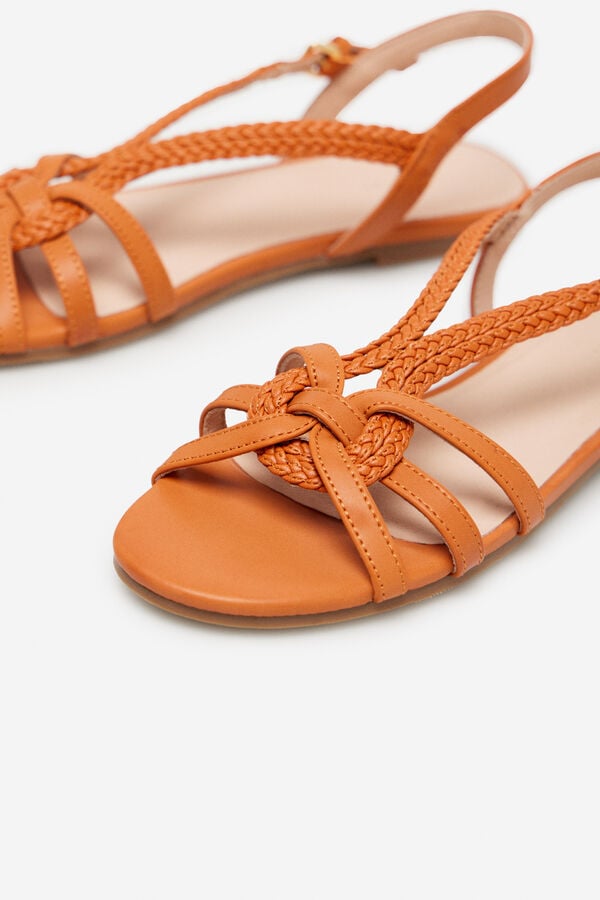 Cortefiel Braided sandals Coral