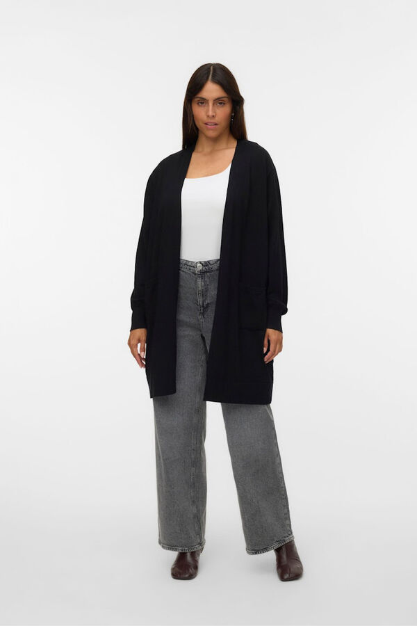 Vero Moda Curve Casaco de malha longo plus size  Preto