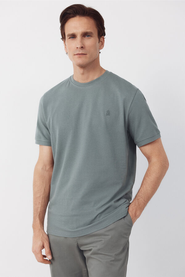 Cortefiel Piqu&eacute; basic T-shirt Kaki