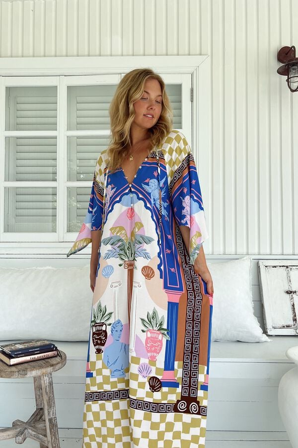 Jaase Vestido comprido caftan Multicolorido