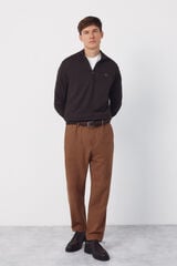 Cortefiel Cotton high neck sweater  Dark brown