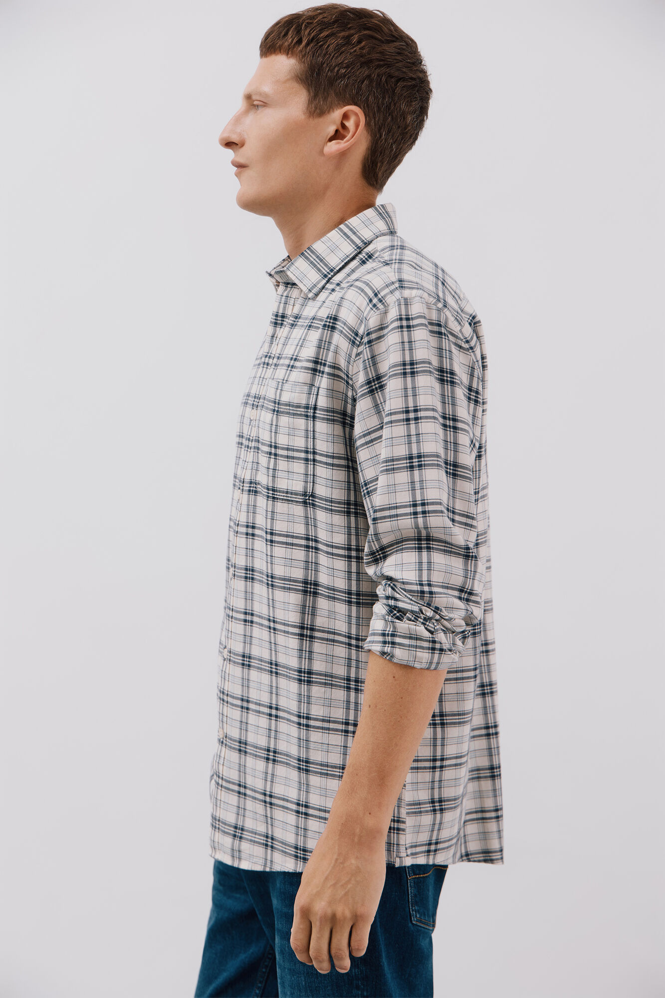 Cortefiel Tencel plaid shirt