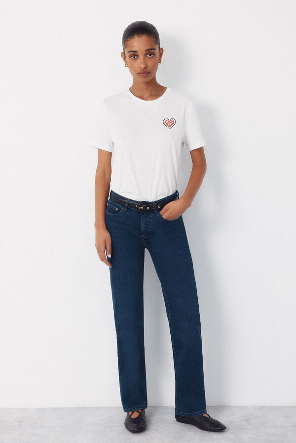 Cortefiel Little hearts t-shirt White