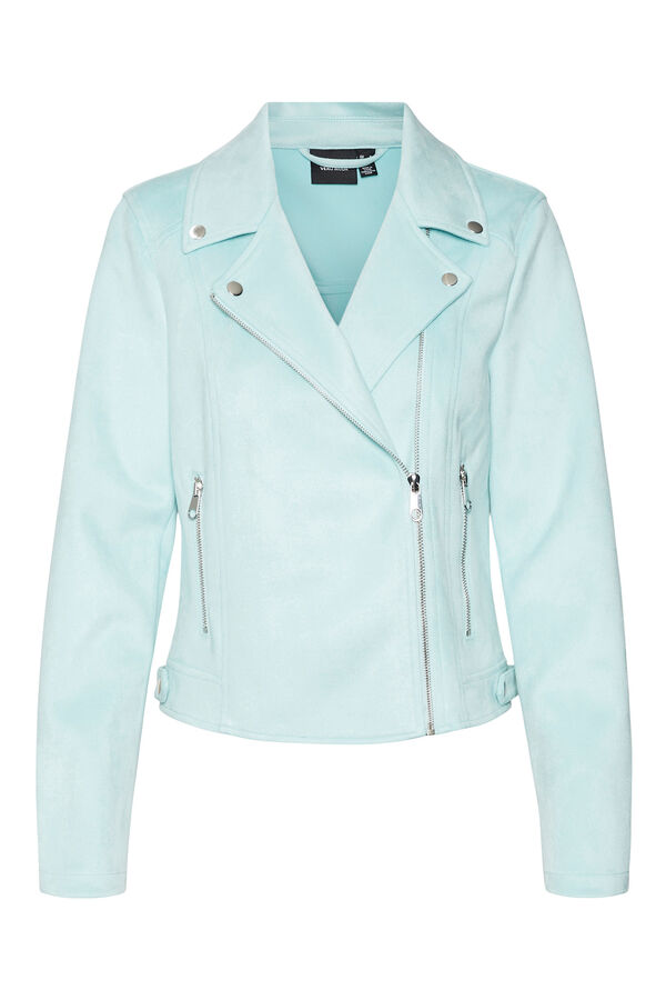 Cortefiel Faux suede jacket Turquoise