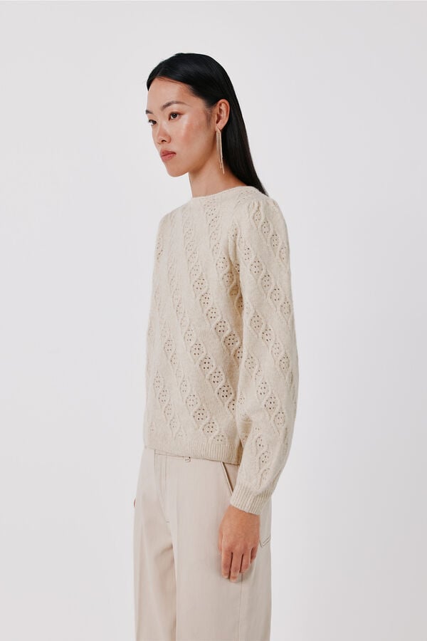 Cortefiel Diagonal Aran jumper Ivory