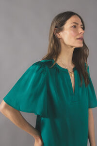 Cortefiel Printed fluid blouse Green