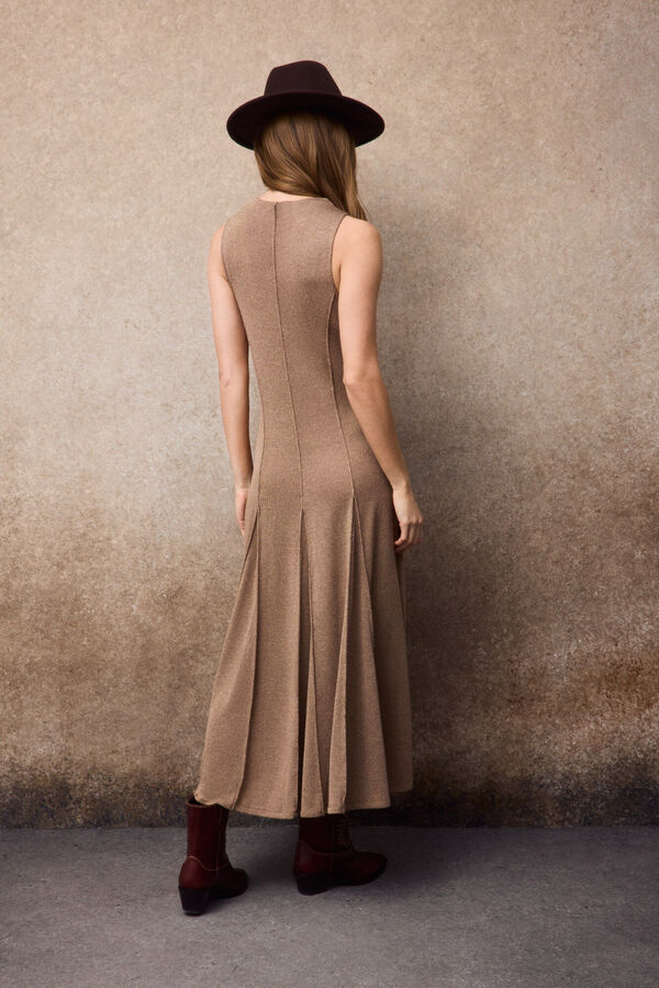 Slowlove Vestido em algod&atilde;o melange Tostado