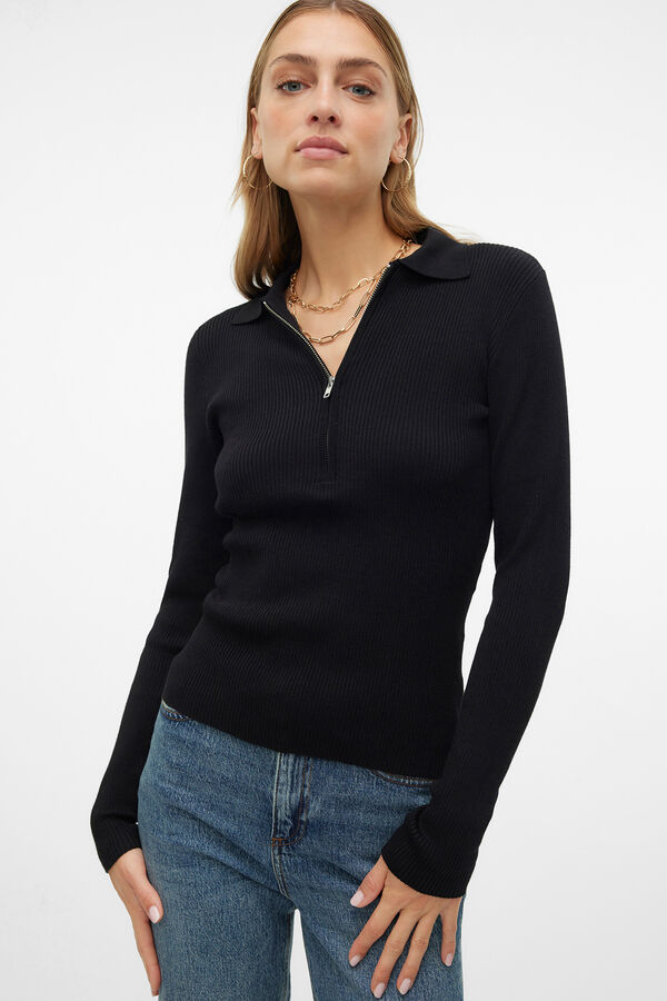 Vero Moda Top de malha estilo polo   Preto