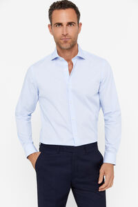 Cortefiel Camisa elegante microrriscas fácil de engomar Azul
