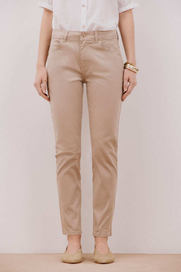Cortefiel Colored cropped skinny pants Nude