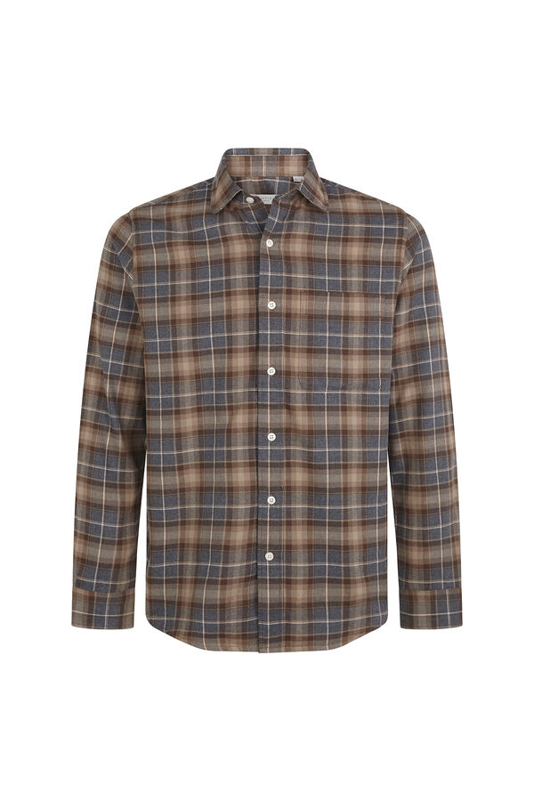 Cortefiel Checked flannel shirt Camel