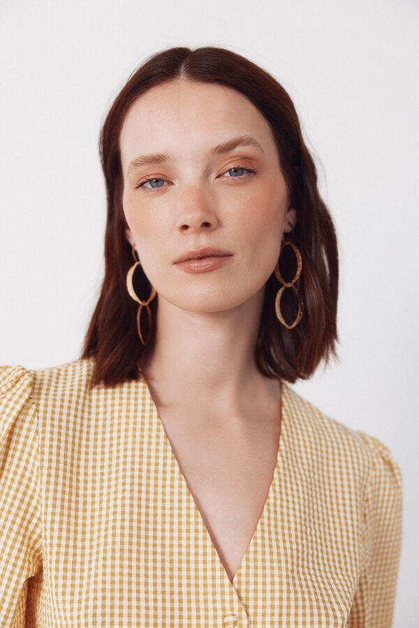 Cortefiel gingham blouse Gold