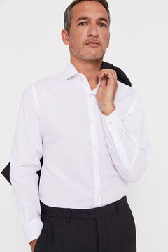 Cortefiel Slim fit plain easy-iron textured dress shirt White