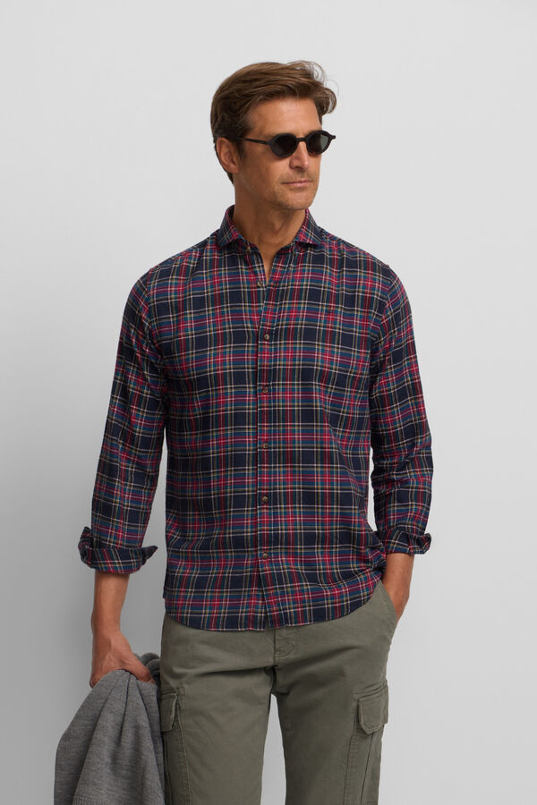 Silbon Camisa esportiva xadrez tartan bicolor Granada