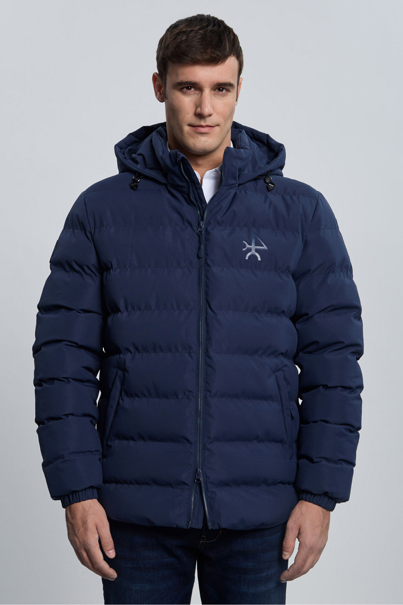 Valecuatro Chaqueta acolchada emboss azul marino