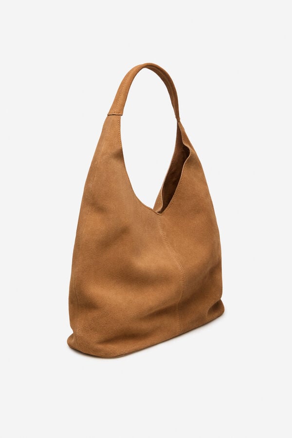 Cortefiel Leather weaved hobo Brown