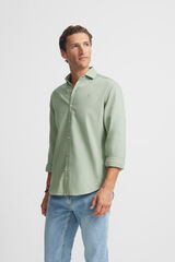 Cortefiel Camisa sport lisa micropique Verde