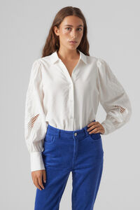 Cortefiel Long-sleeved shirt with openwork  White