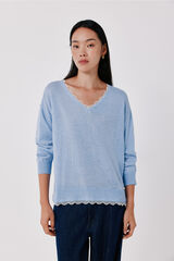 Cortefiel Appliqu&eacute; neckline jumper Blue