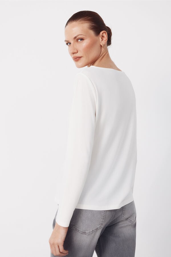 Cortefiel Lace boat neckline -shirt Ivory