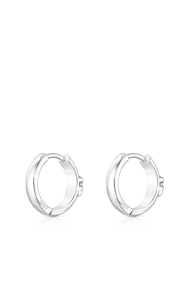 Cortefiel Basics silver bear hoop earrings Grey
