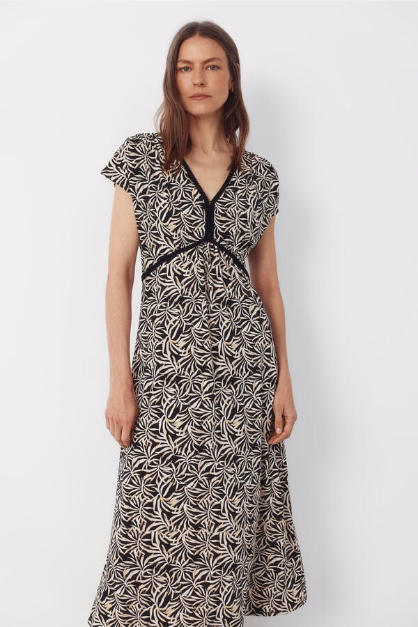Cortefiel Braided print dress Printed grey