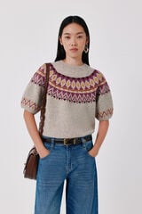Cortefiel Positional fair isle jumper Beige