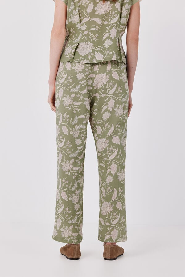 Cortefiel Pantal&oacute;n fluido estampado Estampado verde