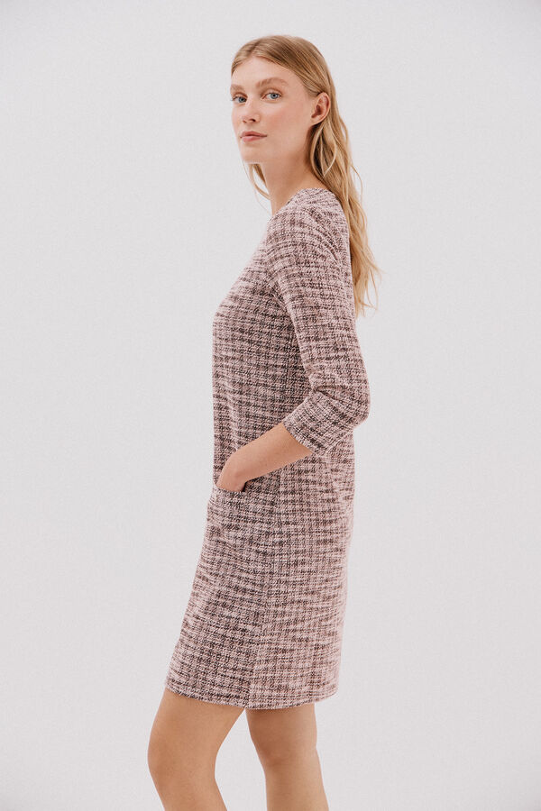 Cortefiel Short tweed dress Dark brown