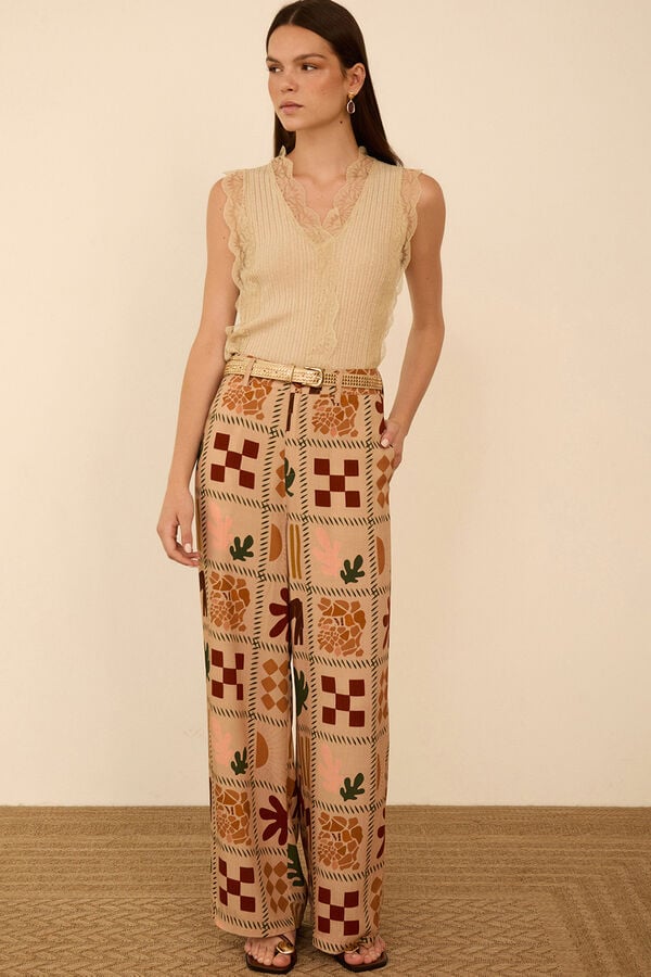 Meisie Fluid long trousers Beige