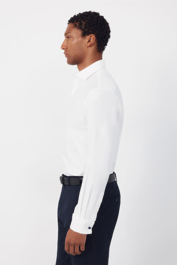 Cortefiel Camisa pu&ntilde;o gemelo slim fit f&aacute;cil plancha Blanco