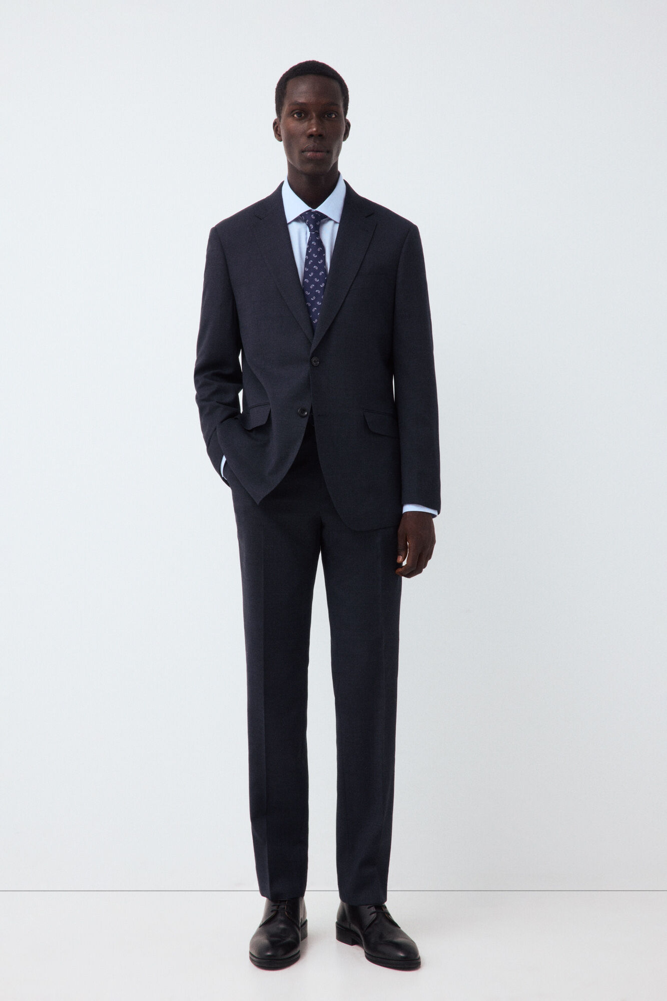 Cortefiel Navy bird's eye tailored fit jacket