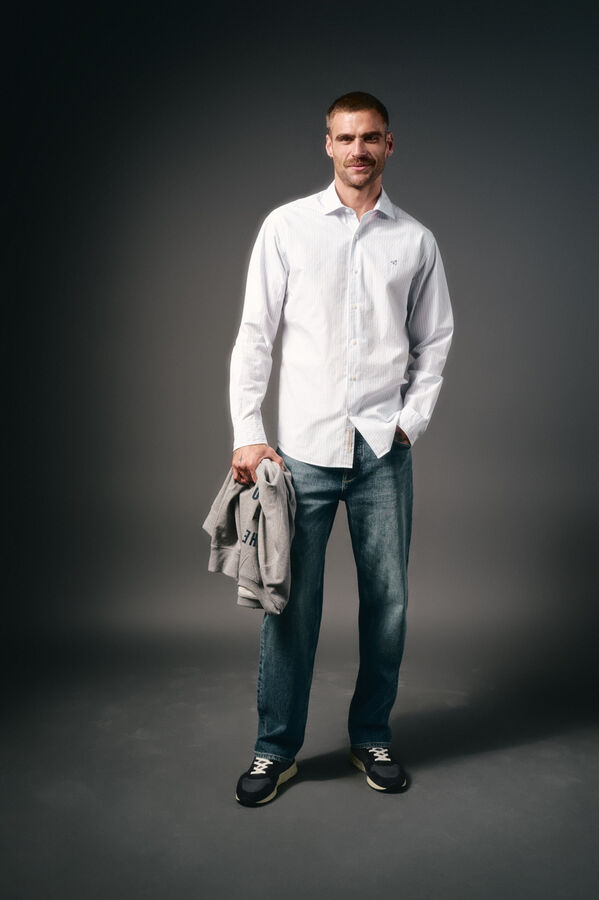 OOTO Camisa rayas popelín Blanco