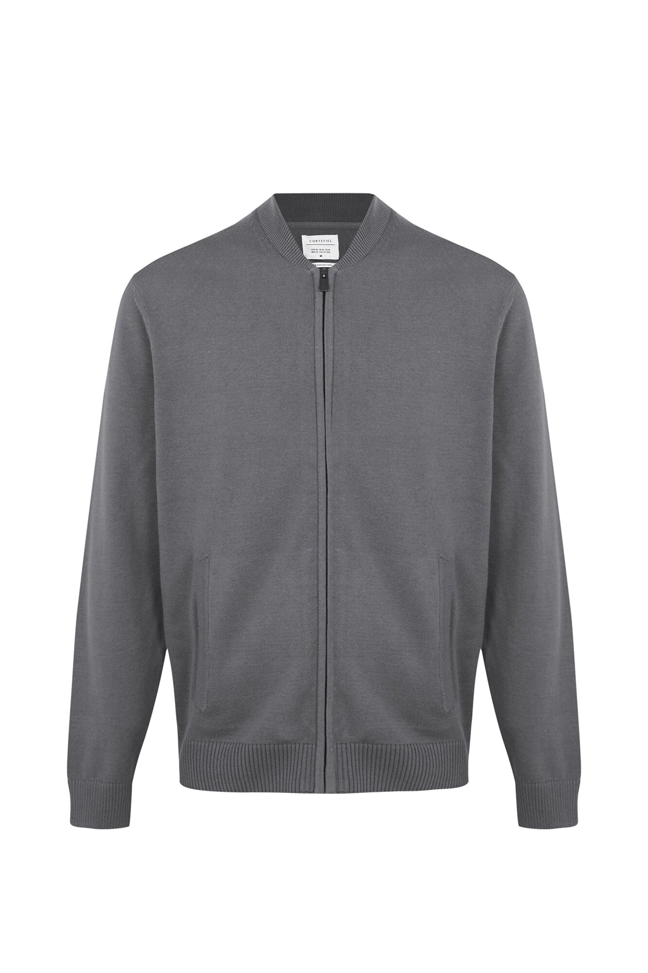 Cortefiel Cotton fine knit zip fastening cardigan