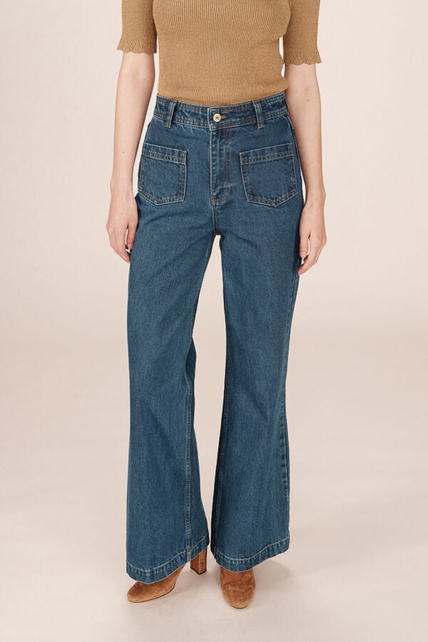 Grace & Mila Denim de cintura alta com bolsos frontais Azul