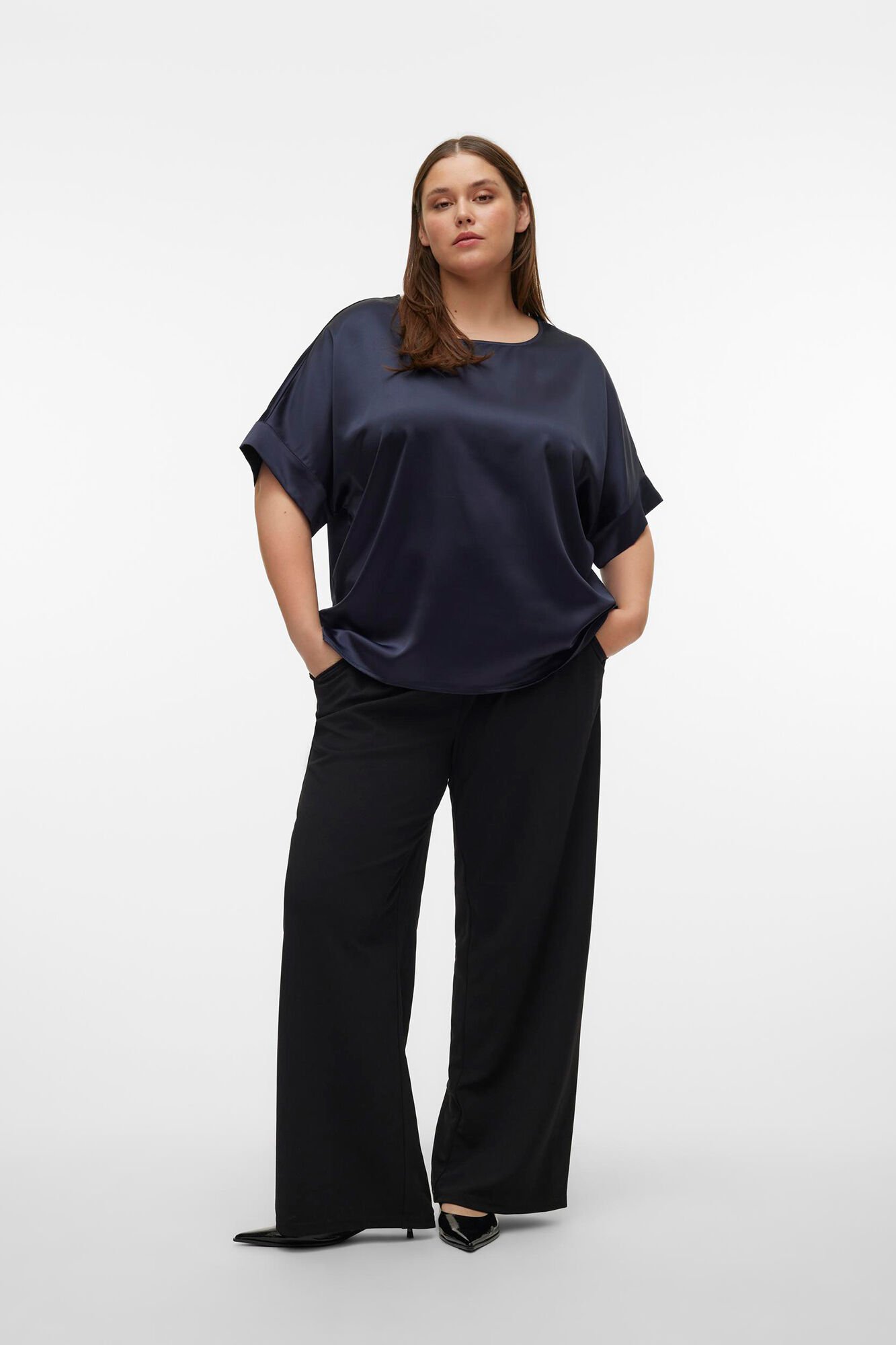 Top efecto satinado talla grande Tops y camisetas de mujer Cortefiel